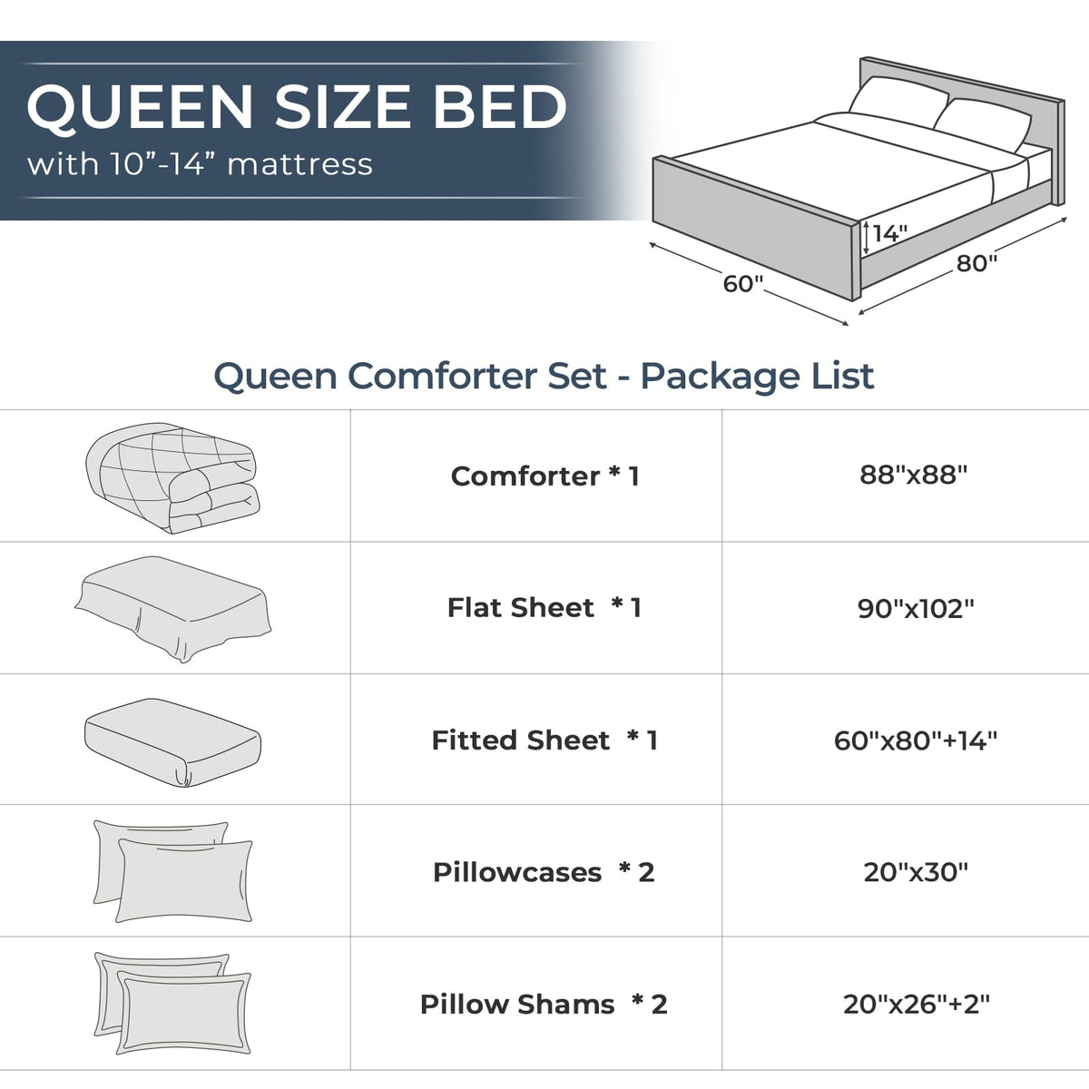 HEVUMYI 7-Piece Queen Comforter Set, Dark Grey Bed in a Bag