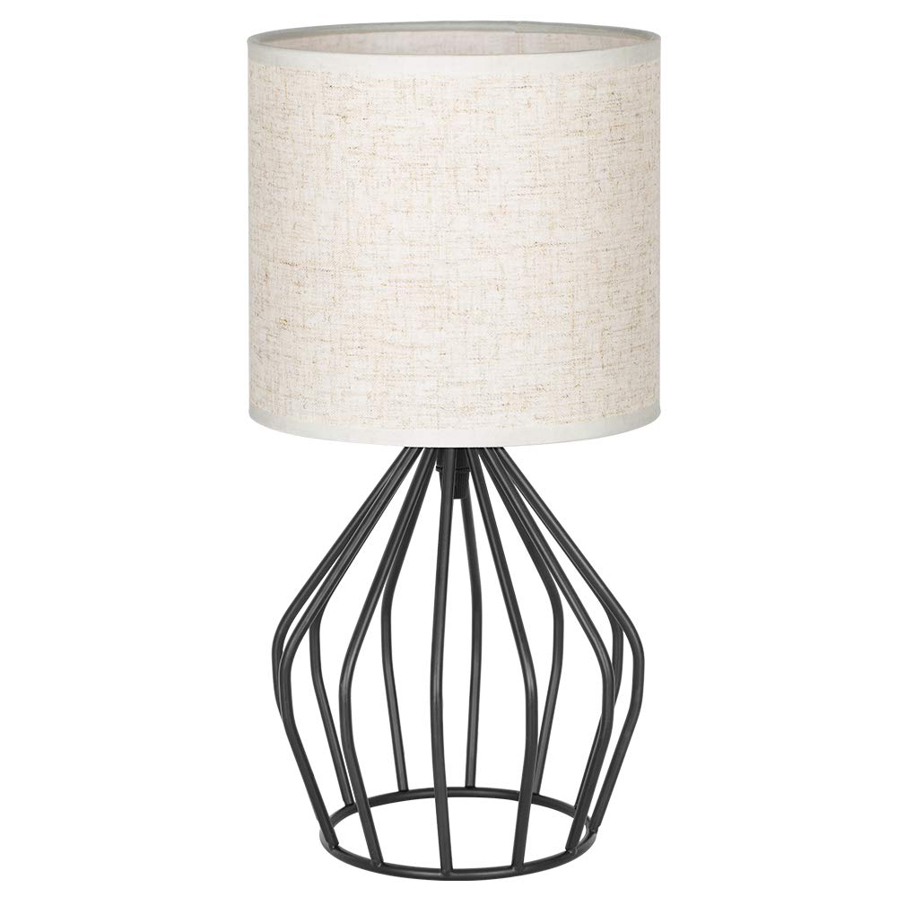 HAITRAL Black Modern Table Lamp - Minimalist Small Bedside Lamp,13.8 Inch