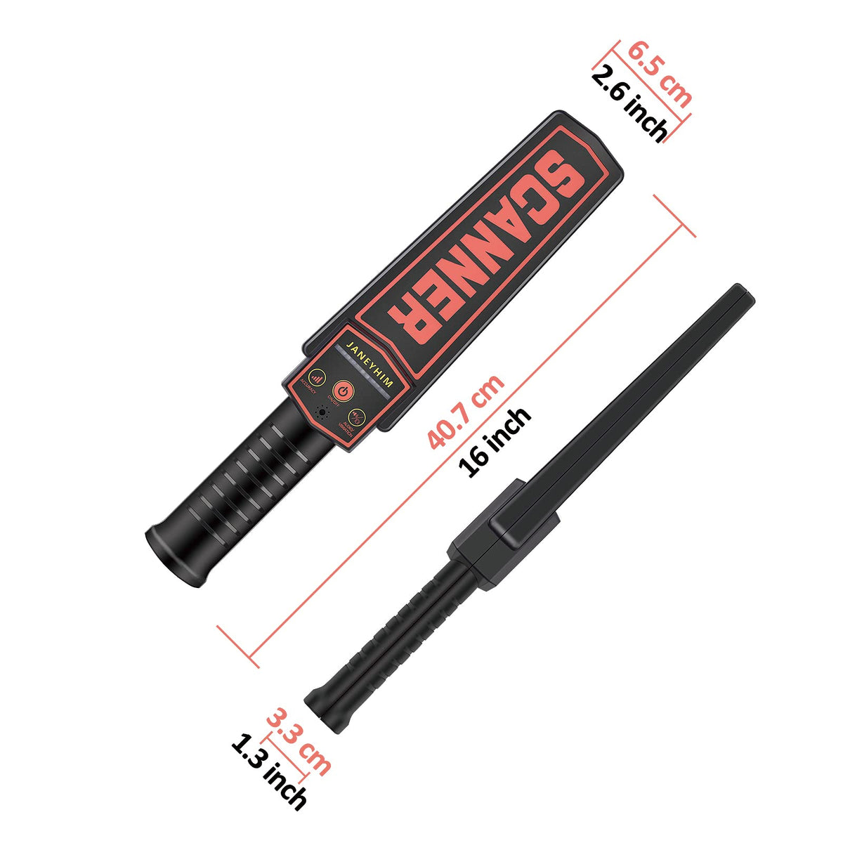 JANEYHIM Handheld Metal Detector Wand Security Scanner,High-Sensitivity Security Wand Metal Detector,Nail Finder,Metal Detector Wand for Woodworking (Built-in Battery, with Charging Line)
