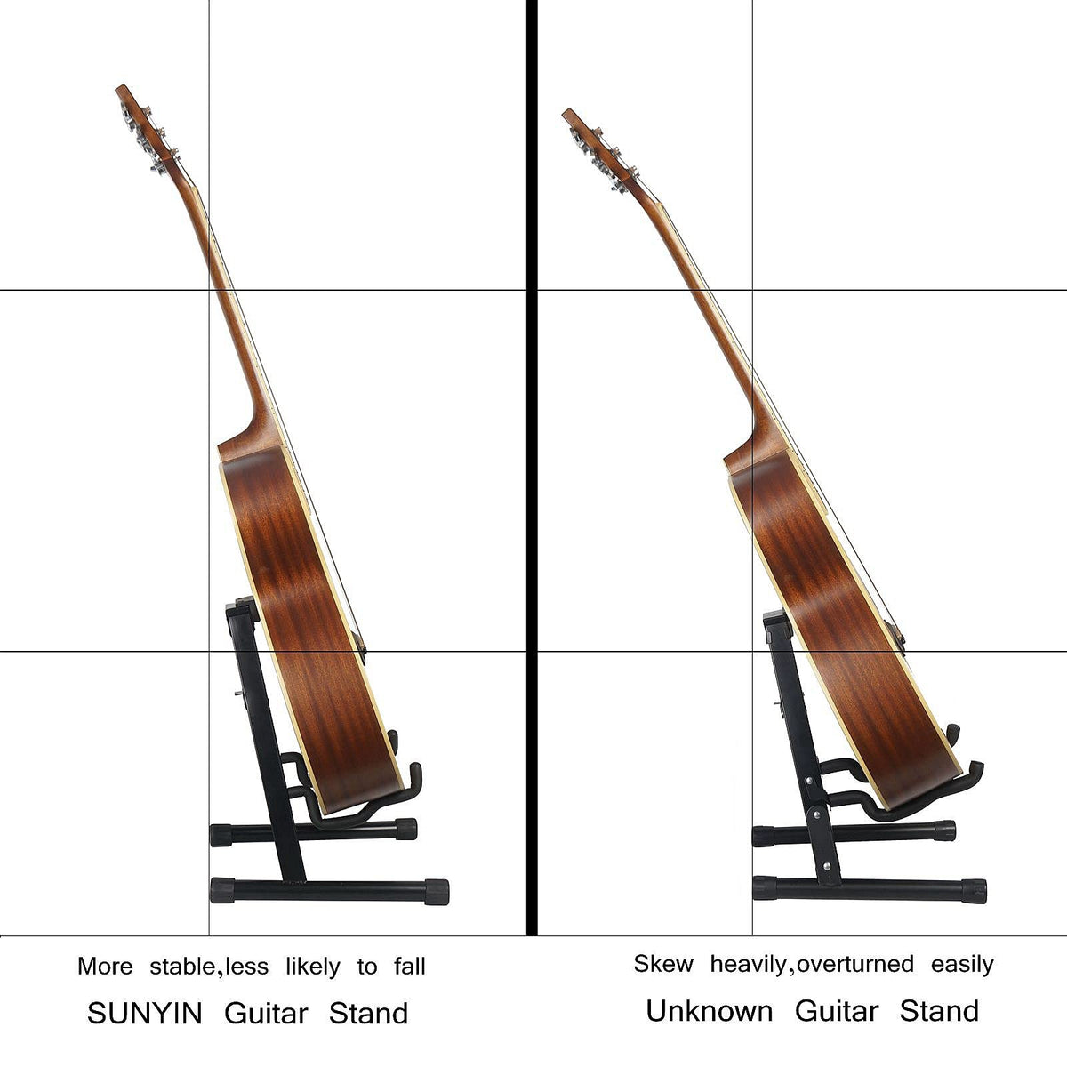 SUNYIN Guitar Stand Accesssories Kit Electric Acoustic A-Frame Guitar Stand 10-Feet Guitar Cord Guitar Capo Guitar Starp Guitar Tuner 3 Guitar Picks Begineer Guitar Accessories