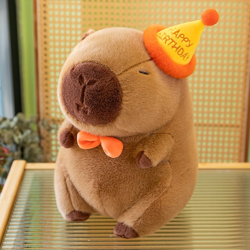 Arkdorz Cute Birthday Capybara Plush,12inch Kawaii Capybara Stuffed Animal Soft Stuffed Toy Birthday Gifts Party Decoration for Kids