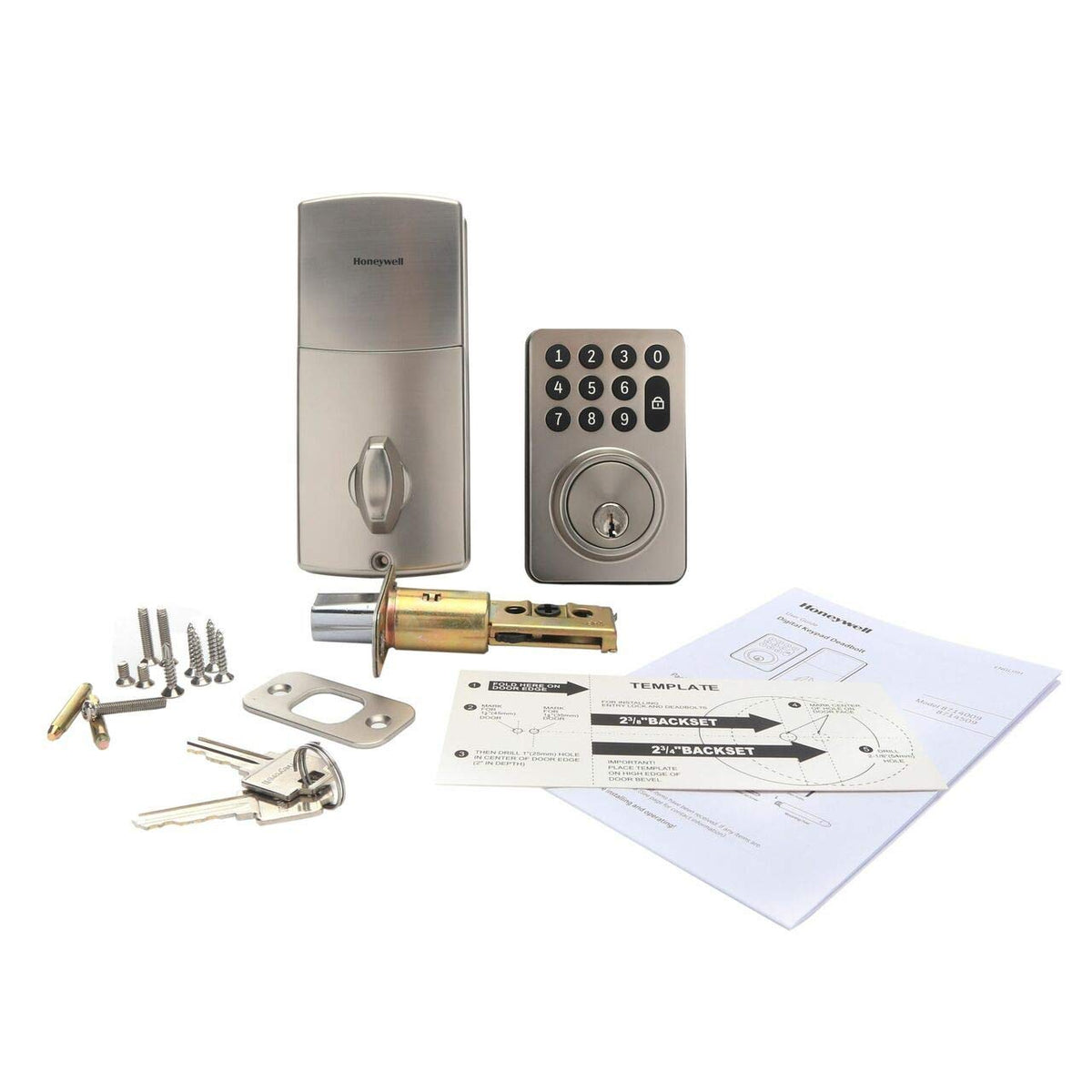 Honeywell Digital Deadbolt with Electronic Keypad, Satin Nickel, 8714009