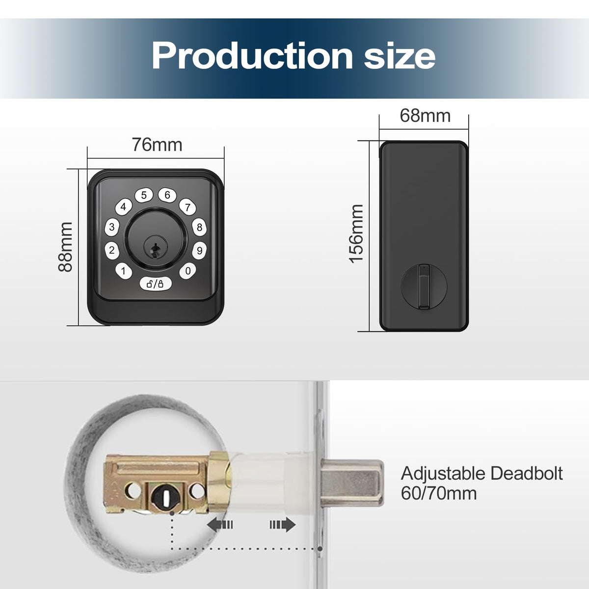 Keypad Smart Door Lock, Keyless Entry Door Lock with Keypad