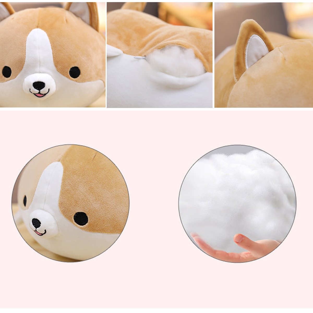 Levenkeness Corgi Dog Plush Pillow, Soft Cute Shiba Inu Akita Stuffed Animals Toy Gifts (Yellow, 11.8 in)