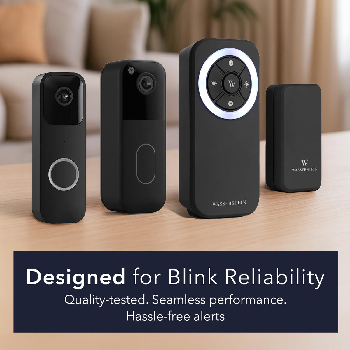 Wasserstein Doorbell Chime Compatible with Blink Video Doorbell (1st Gen & 2nd Gen) - Complete Blink Doorbell Chime Kit - Wired Transmitter with Doorbell Receiver (1-Pack, Black)