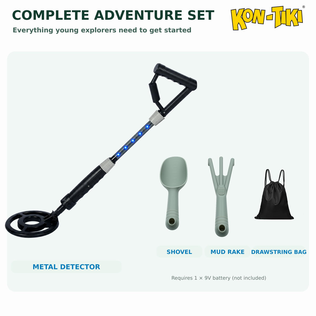 KON-TIKI Kids Metal Detector with LED Distance Indicator & Sound