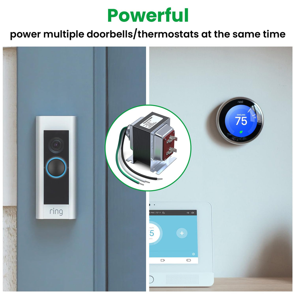 Auspow Doorbell Transformer 24V 40VA for Ring Video Doorbells, Hardwired Door Chime Transformer Power Supply, Compatible with Ring, Nest Hello, Wyze and Eufy Video Doorbells