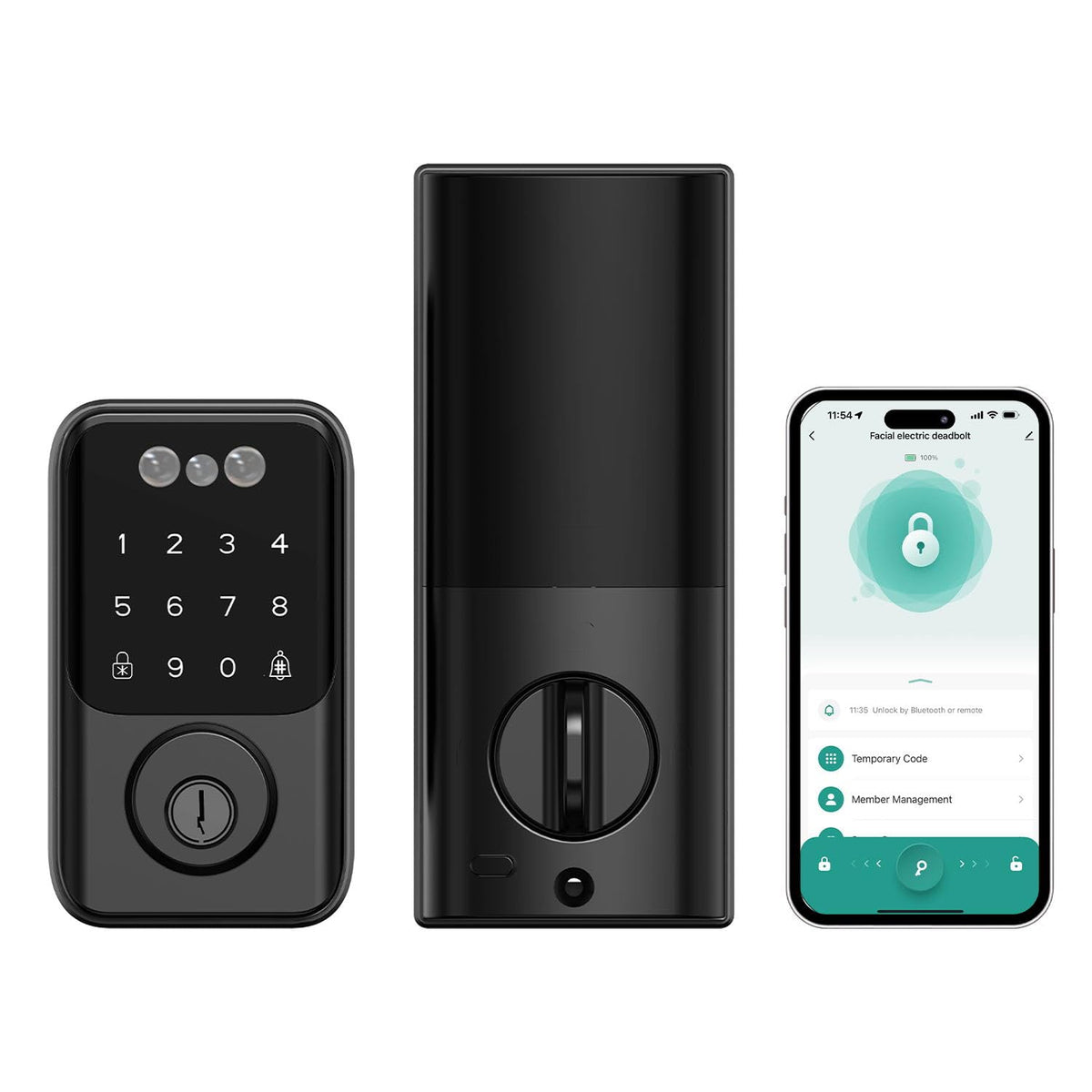 Jacchozhi 3D Face Recognition Door Lock,Keyless Entry Smart Deadbolt Lock for Front Door, Electronic Digital Keypad, Tuya App Control,One-Time Code,Auto-Lock,IP54 Waterproof