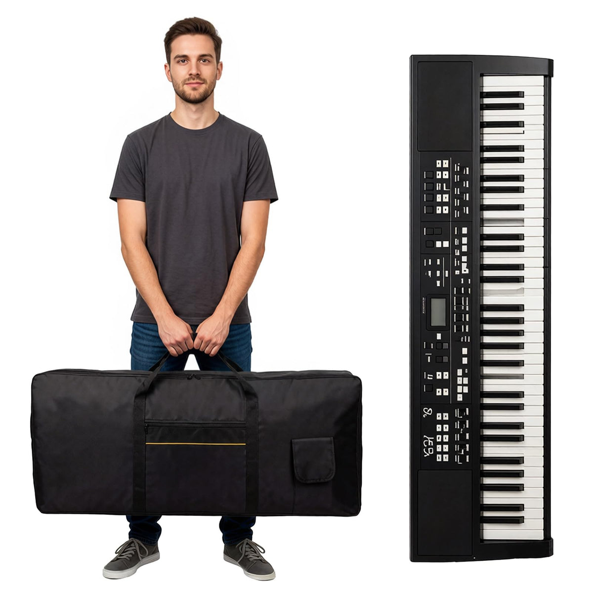 61 Key Keyboard Case, 38.6x16.2x5.1Inch Piano Bag with Handle and Pockets