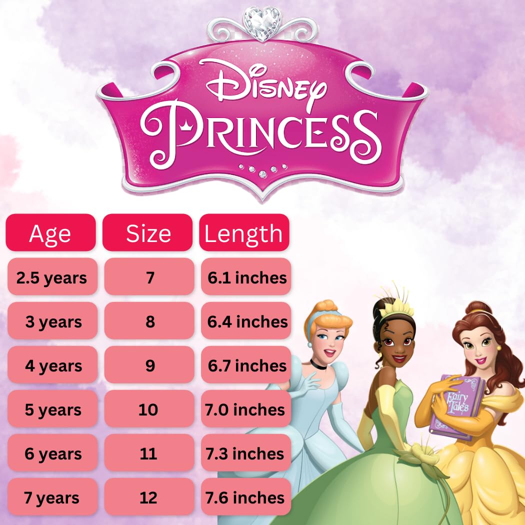 Disney Princess Shoes LED Light Up - Cinderella Snow White Belle Tiana - Girls Athletic Lightweight Tennis Breathable Running Sneakers - Pink (Size 10 Toddler)