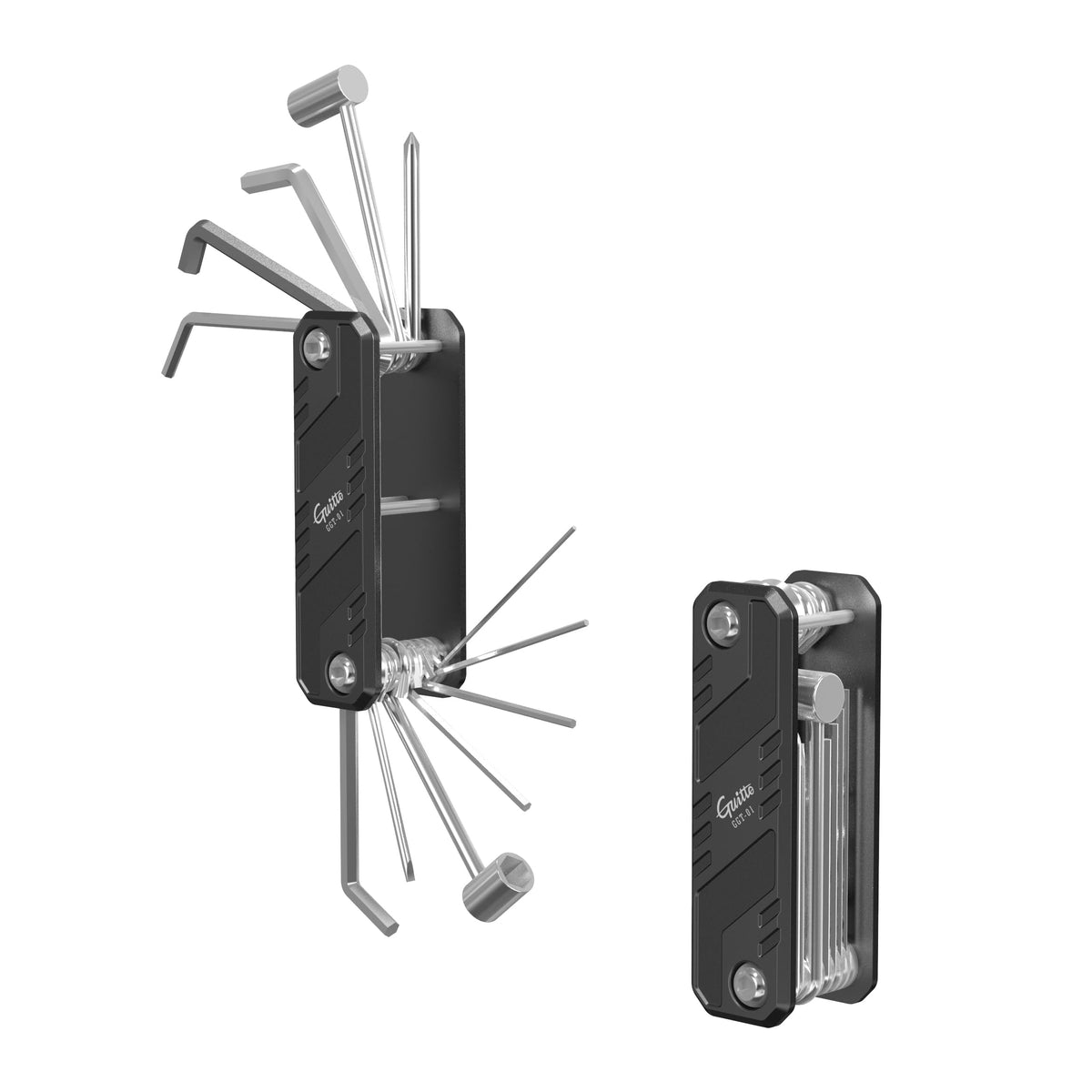 GUITTO Guitar Multi Tool and Bass Pocket Adjustment Kit, 12 in 1 Aluminum Alloy Setup Wrench with Storage Bag, Compact Tool for Floating Bridges and 7mm 8mm Truss Rod Repairs GGT-01