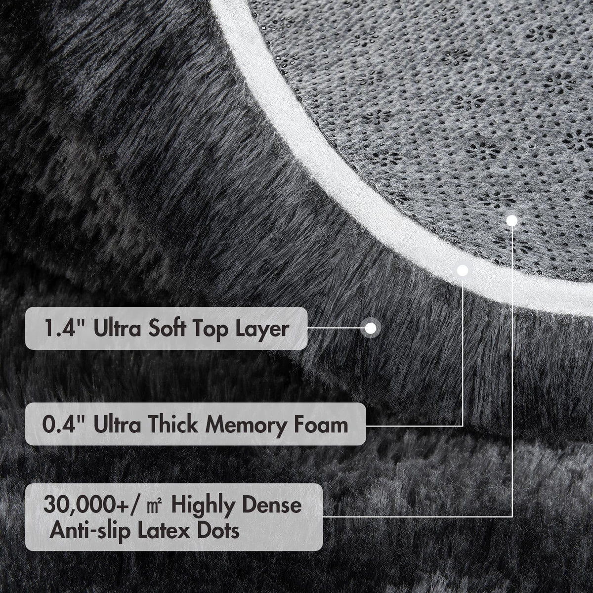 6x9 Ft Large Shag Rugs for Living Room Decor, Tie-Dyed Ultra Soft Fluffy Furry Area Rugs for Bedroom Indoor Floor, Aesthetic Carpet for Kids Home (Dark Grey) - thewildfolk 6x9 Ft Large Shag Rugs for Living Room Decor, Tie-Dyed Ultra Soft Fluffy Furry Area Rugs for Bedroom Indoor Floor, Aesthetic Carpet for Kids Home (Dark Grey)