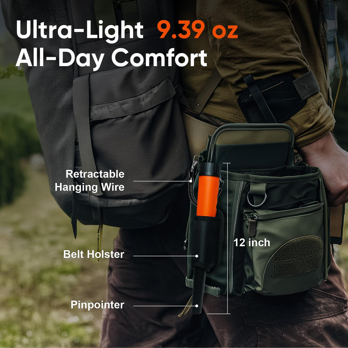 DetectTrek Metal Detector Pinpointer for Adults Professional, Fully Waterproof Underwater Metal Detector Wand Handheld Pin Pointer with LCD Display & LED Light, 360 High Accuracy Detection, MD-880