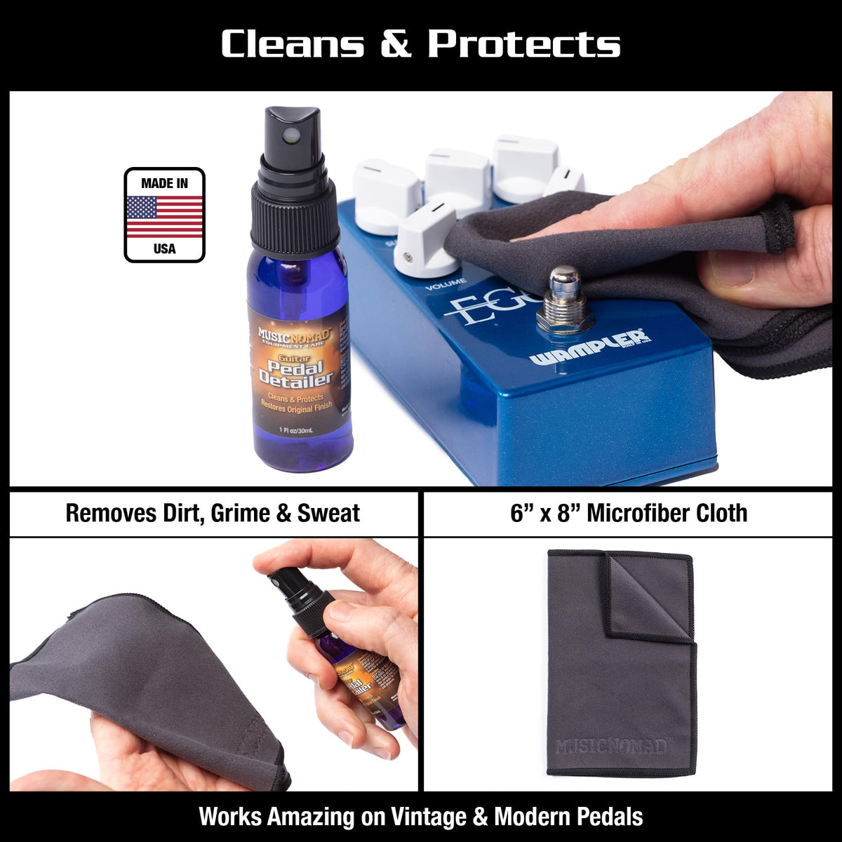 MusicNomad 12 pc. Guitar Pedal Cleaning and Care Kit for Guitar & Bass (MN286)