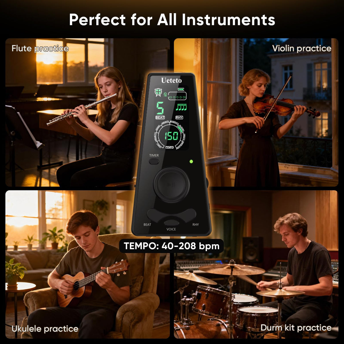 Ueteto Digital Metronome for Piano/Guitar/Drum