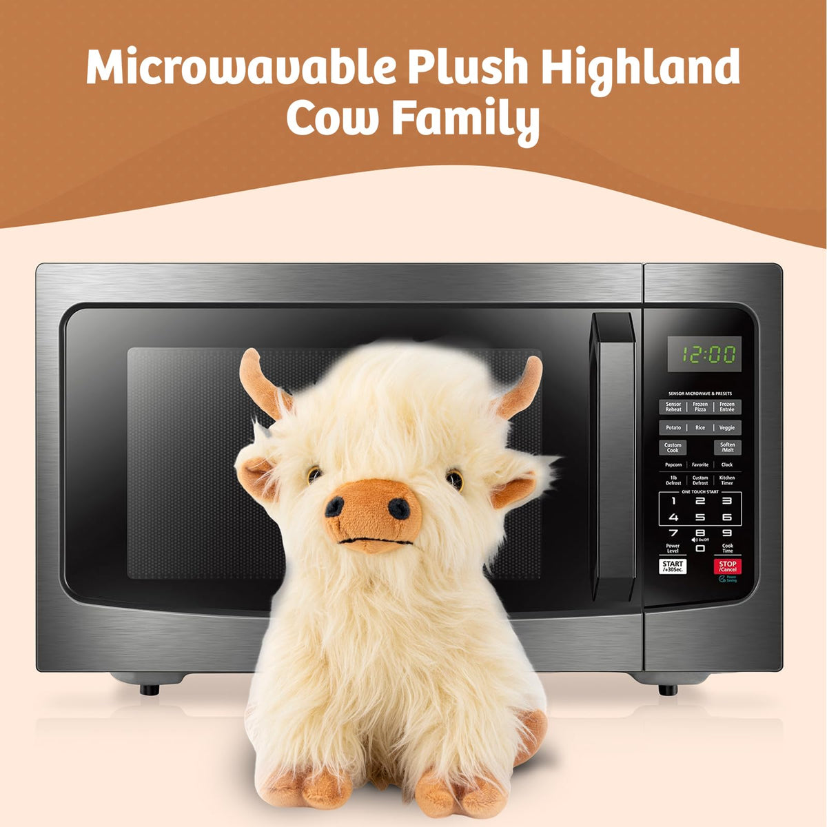 Marysun Microwavable Highland Cow Stuffed Animal - Weighted Stuffed Animal Plush, Heating Pad, Cozy Gift for Girls|Women|Kids|Elderly People, 9.8in, 1.65lb