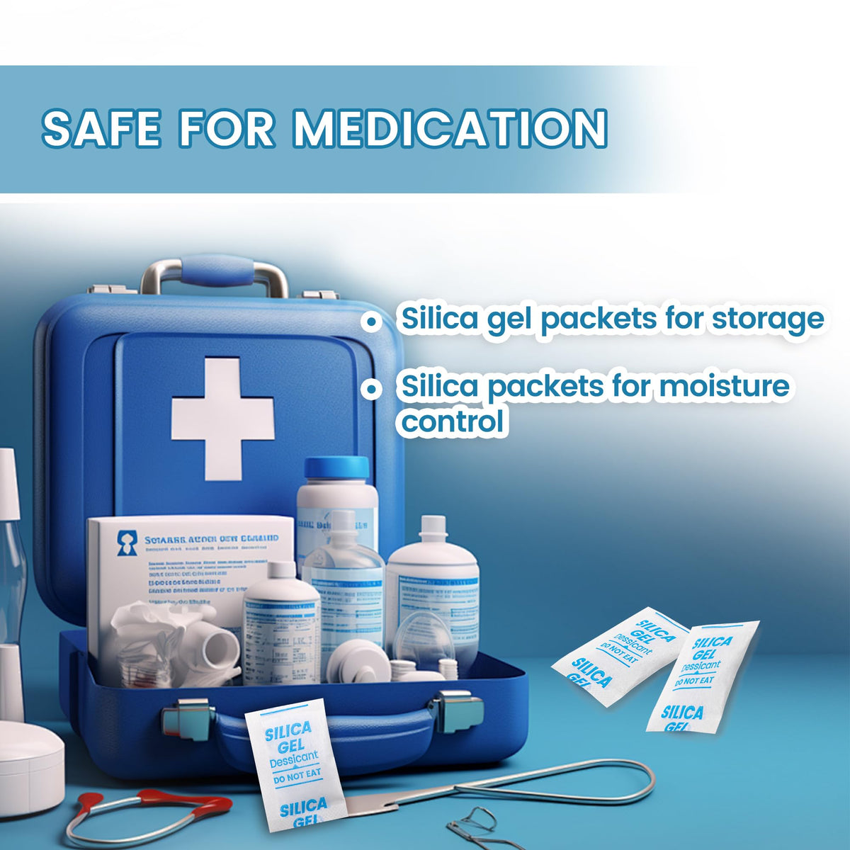 100PCS 5g Silica Gel Packets, Moisture Absorbers Desiccant Packs for Storage, Clothes, Shoes, Electronics, 3D Printer Filament, Jewelry, Spices, Safes, Tools