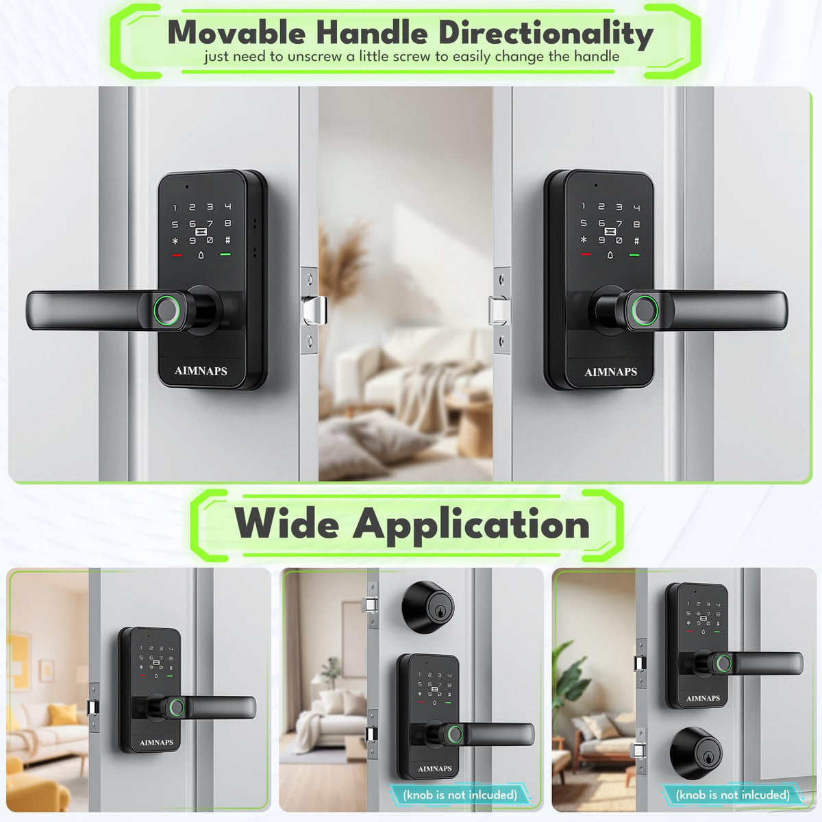 WiFi Keyless Entry Door Lock with Handle,Door Locks for Front Door,Deadbolt