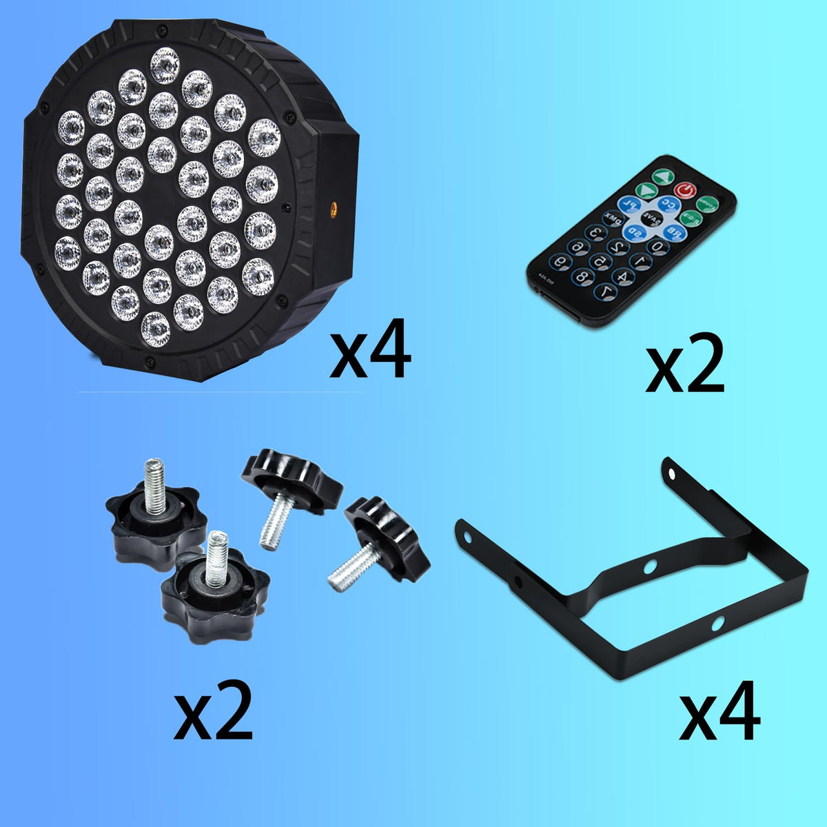 Stage Lights DJ Lights 36LED Par Lights - 4 Pack RGB Party Lights Uplights with Sound Activated Remote Control Stage Lighting for Disco Wedding Club Ba Christmas Party Lighting Outdoor