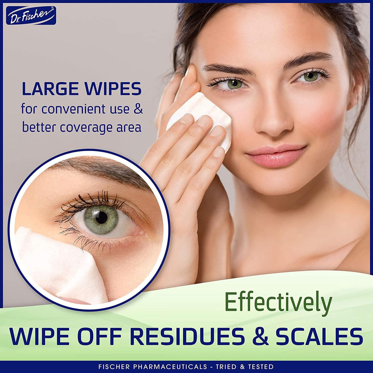 Dr. Fischer Eyelid Wipes - Purified, Non-Irritating, Pre-moistened Eye Wipes for Cleansing Sensitive Skin. Hypoallergenic Make-up Remover (30)