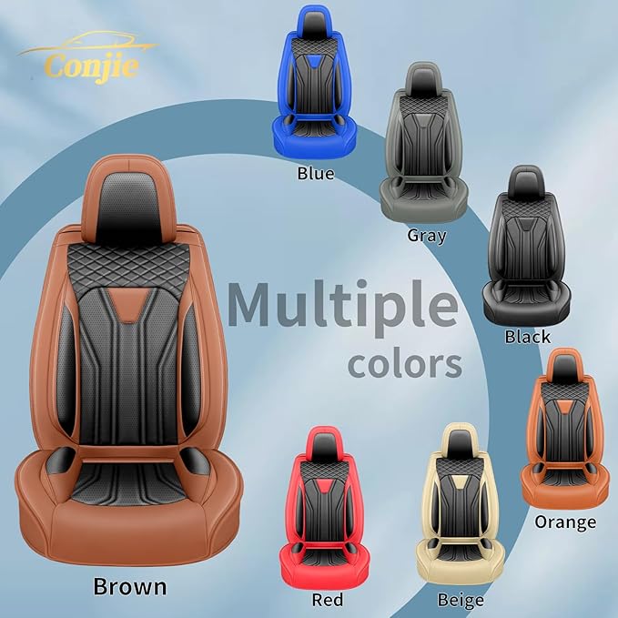 Fit Frontier Car Seat Covers Premium Leather for Nissan Frontier 2009-2025 2026. Waterproof, Breathable, Scratch-Resistant & All-Weather Seat Cushion Protector(Front Seat,Brown&Black