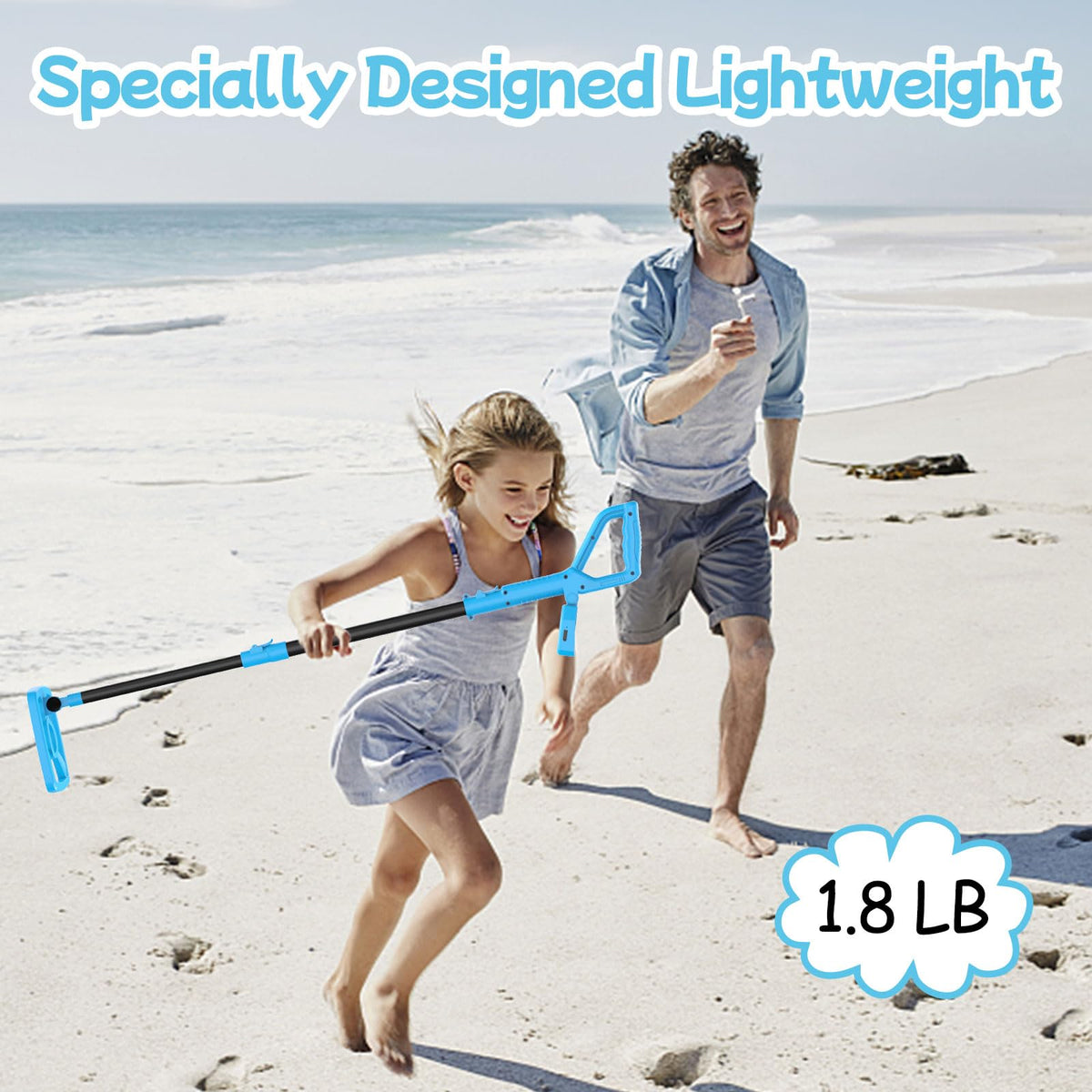 OMMO Kids Metal Detector with Funny LCD Display, Adjustable Height(Azure)