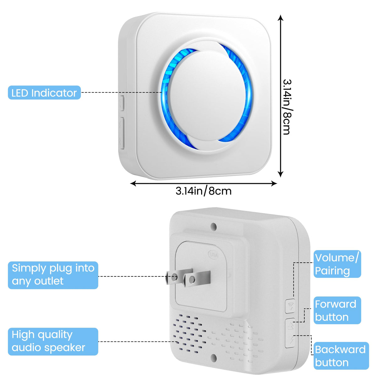 LUCKYDUO Smart WiFi Doorbell Chime for Ring, Blink & Nest, 58 Tones