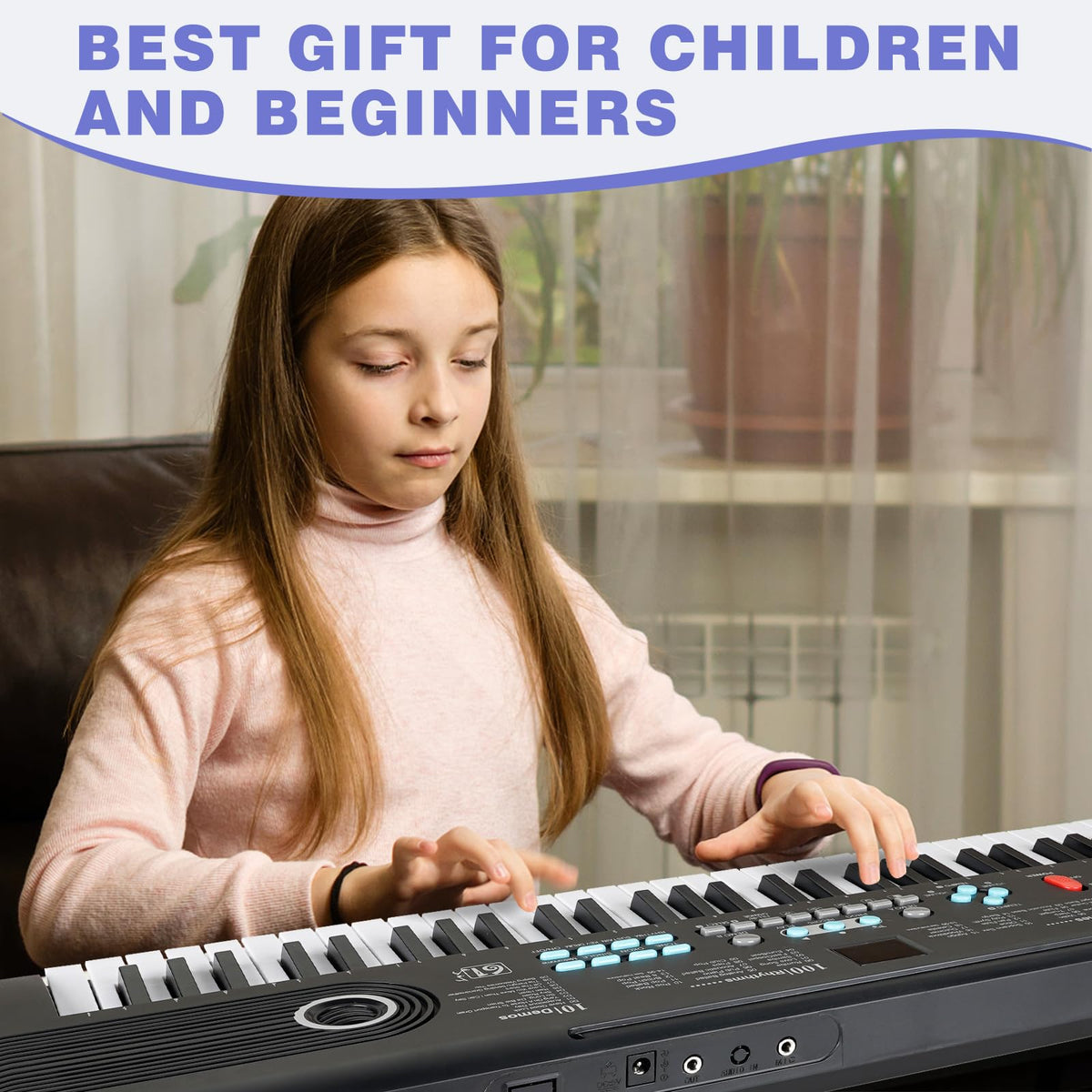 61 key keyboard Piano,Portable Electronic Digital Piano,Built In Dual Speakers,External Microphone,Power Plug,Rich Teaching Content,Multi-Functional Electronic Piano Suitable For Beginners iiw88