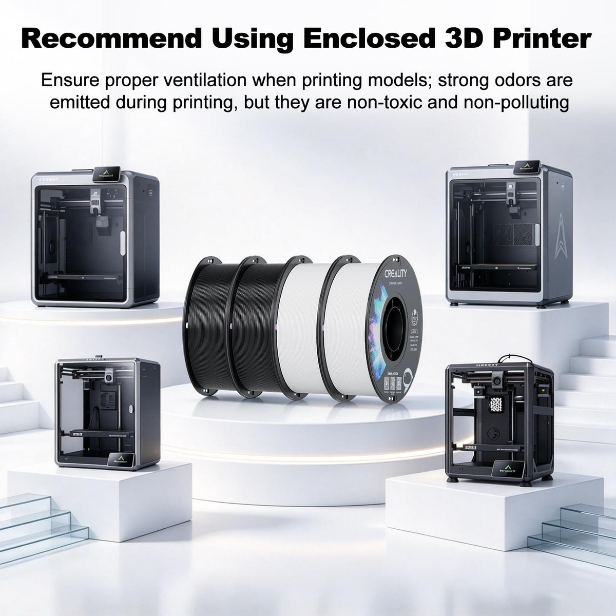Creality ABS Filament 1.75mm, 3D Printer Filament Bundle, 4kg Spool, Black