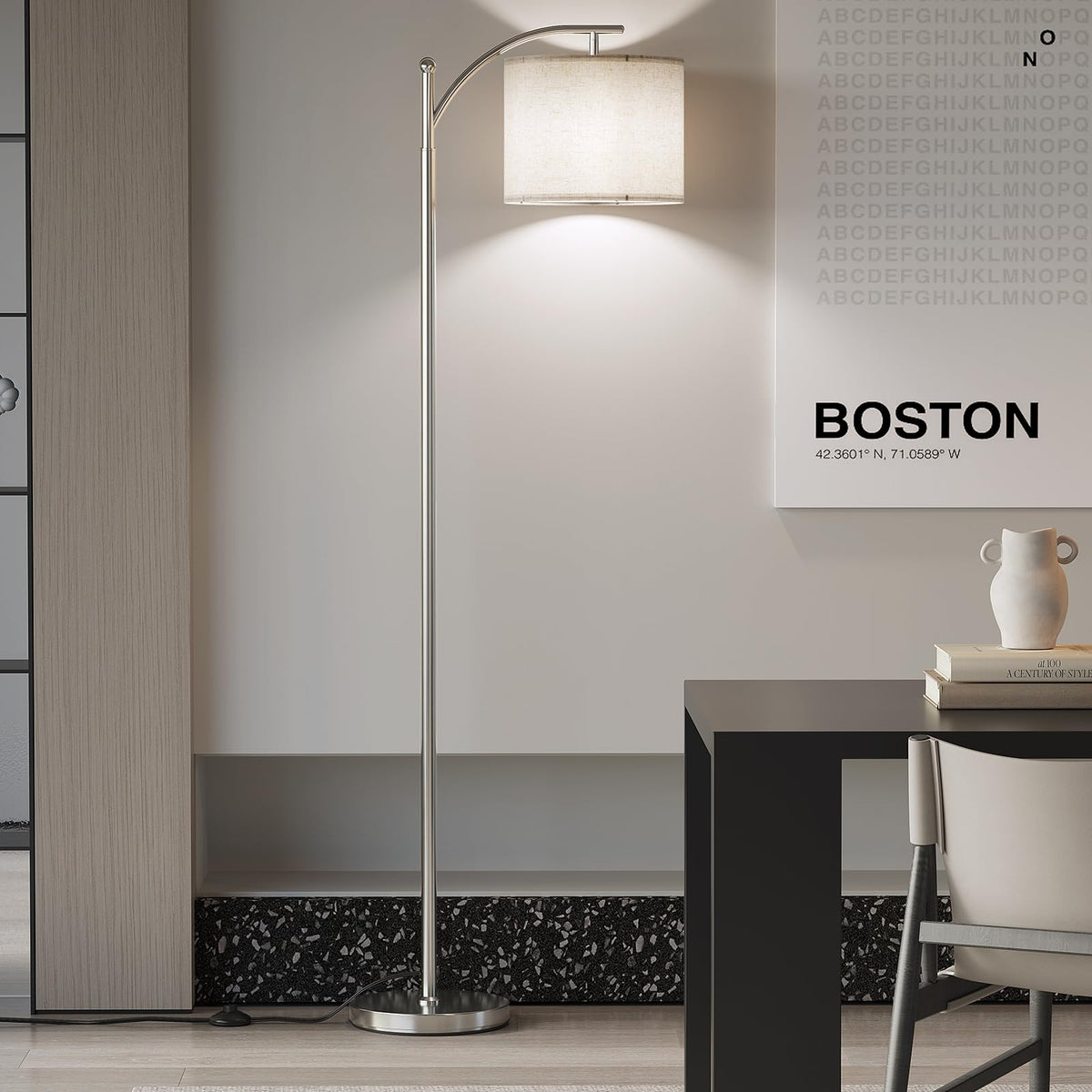 SUNMORY Arc Floor Lamp, Modern Floor Lamp with 9W 3 Color Temperatures Bulb