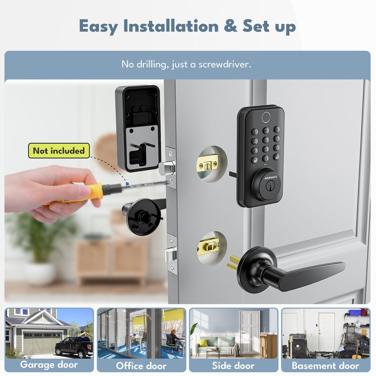 Keyless Entry Door Lock with Keypad, Fingerprint Deadbolt Smart Lock