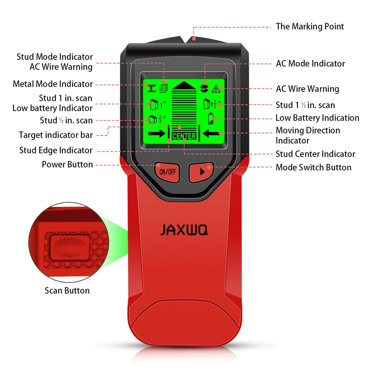 Stud Finder, Upgranded Wood and Metal Stud Detector, Live Wire Detection