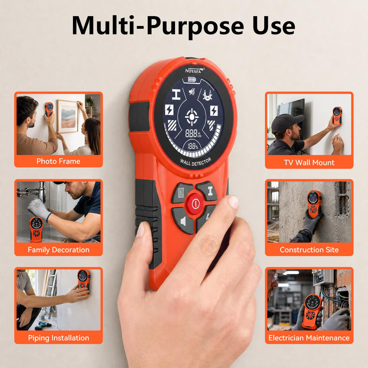 NOYAFA Stud Finder Wall Scanner,6 in 1 Multifunctional Wall Detector