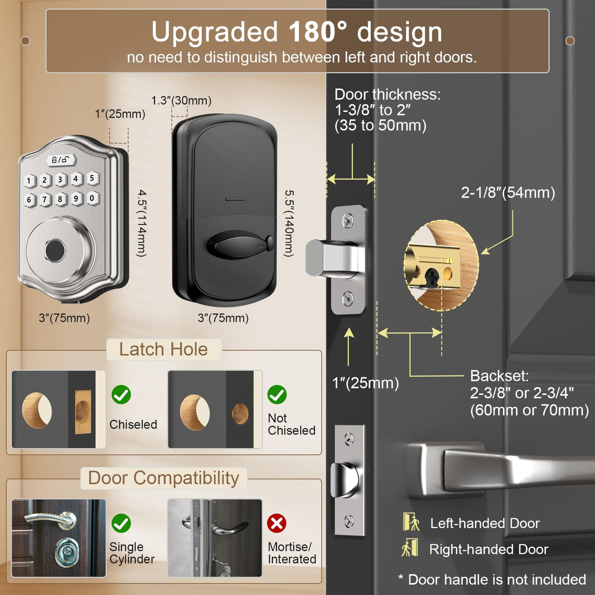 52HZ Fingerprint Door Lock, Keyless Entry Door Lock with Code