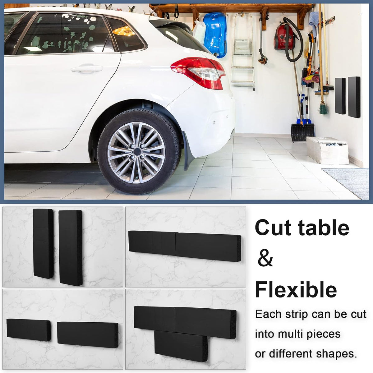 Newwiee 8 Pack Garage Wall Protector, Garage Bumpers for Parking Car Anti Collision Wall Guard Self Adhesive EVA Foam Pole Padding for Warehouse Parking, 11.81 x 3.94 x 1.18 Inch
