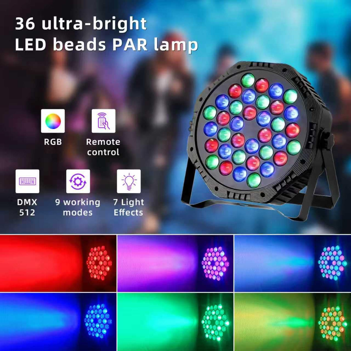 Yiixuyo - 3-Packs 36 LEDs Par Lights DJ Stage Light for Party