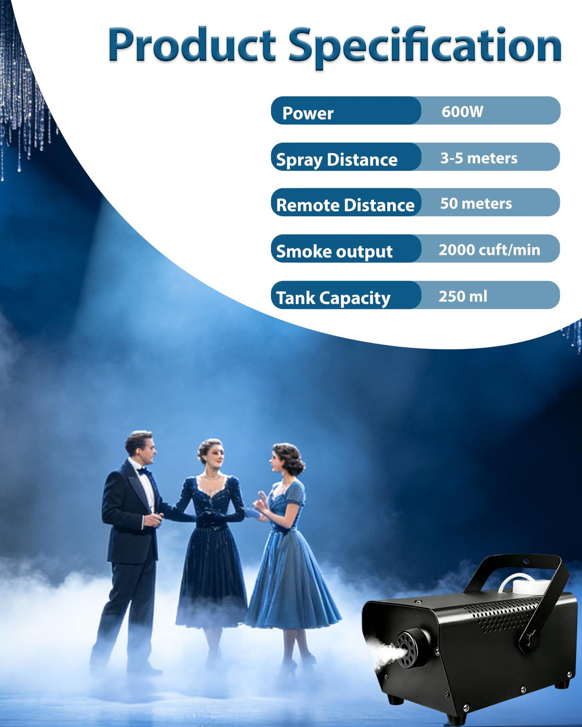 Fog Machine, Smoke Machine with Remote Control for Halloween, 600W
