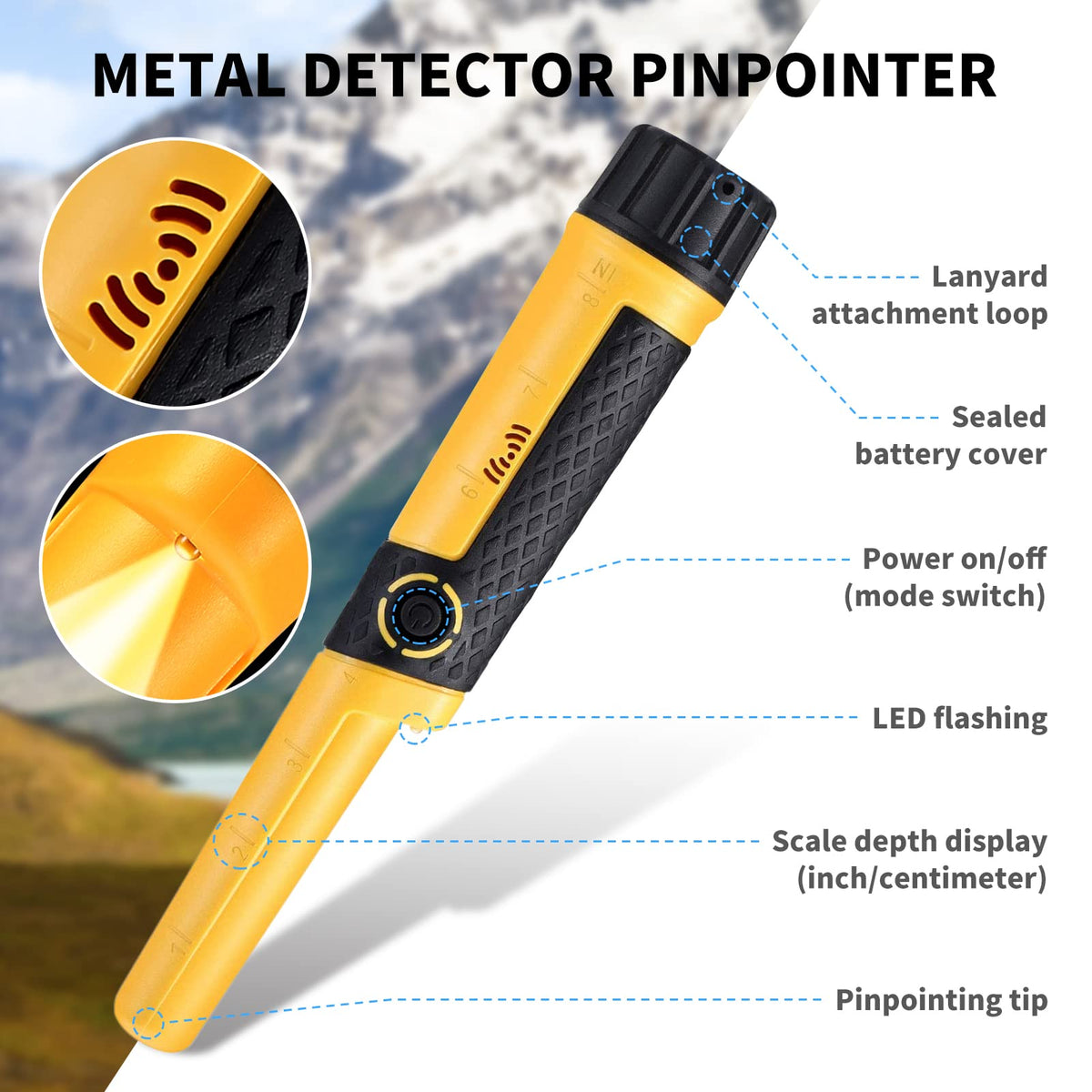 SAKOBS Pinpointer Metal Detector, IP68 Waterproof Handheld Pin Pointer