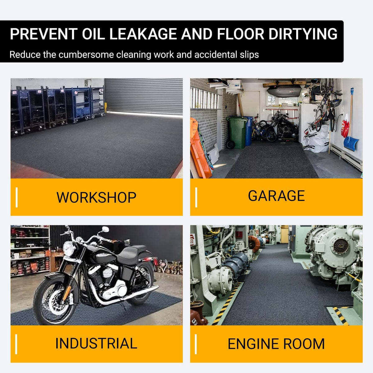 Oil Spill Garage Floor Mat, Heavy Duty 64" x 32" 8mm Thick Garage Mat for Floor Under Car, Absorbent Waterproof Non-Slip Rubber Backing Reusable Washable Maintenance Pad for Working, Black