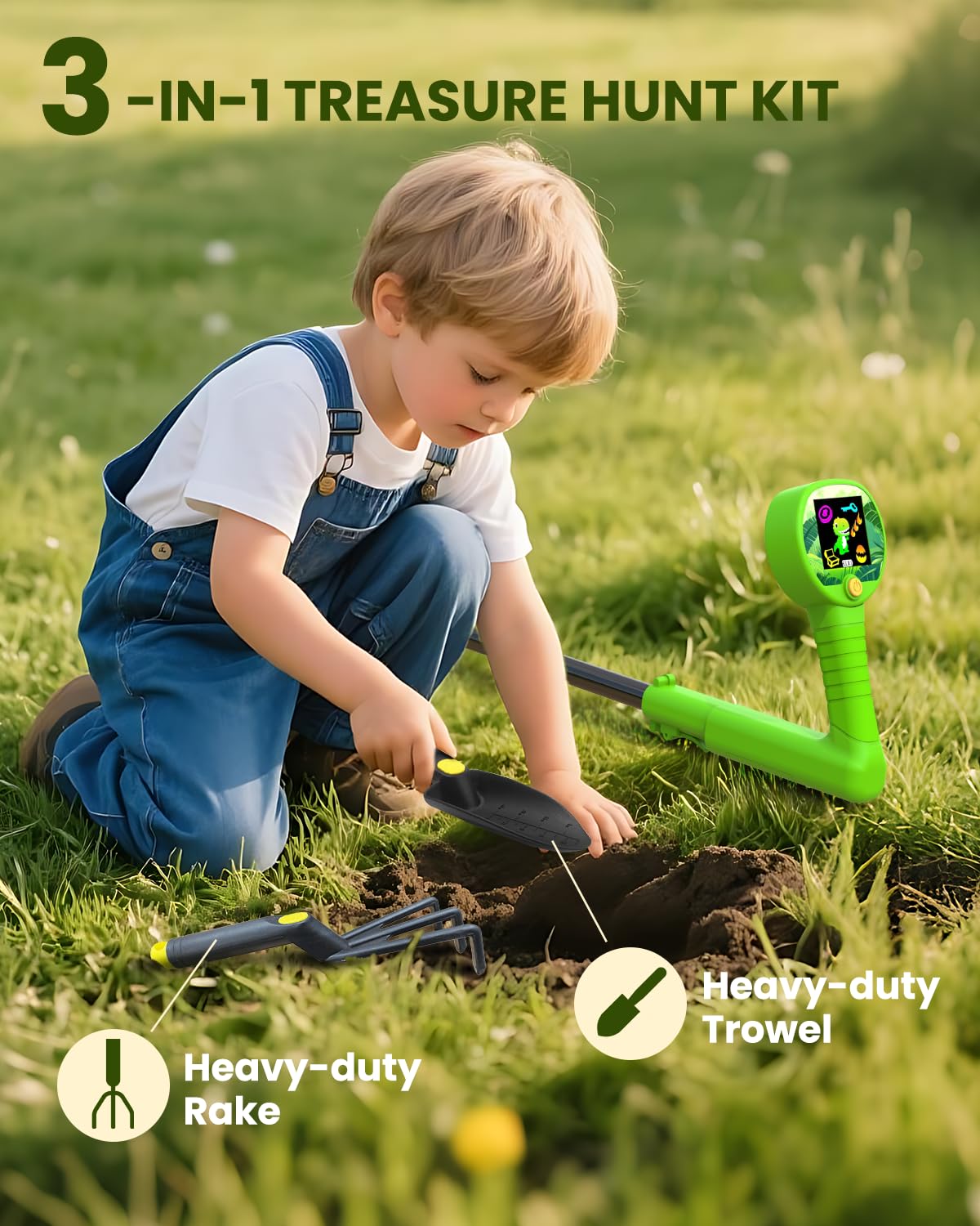 Metal Detector for Kids, Intuitive Color LCD Display, 6.7” Glowing LED Coil, Kid-Safe Lightweight with Adjustable Handle & 4” Precision Deepth, Perfect Educational Gift for Kids Ages 3-12