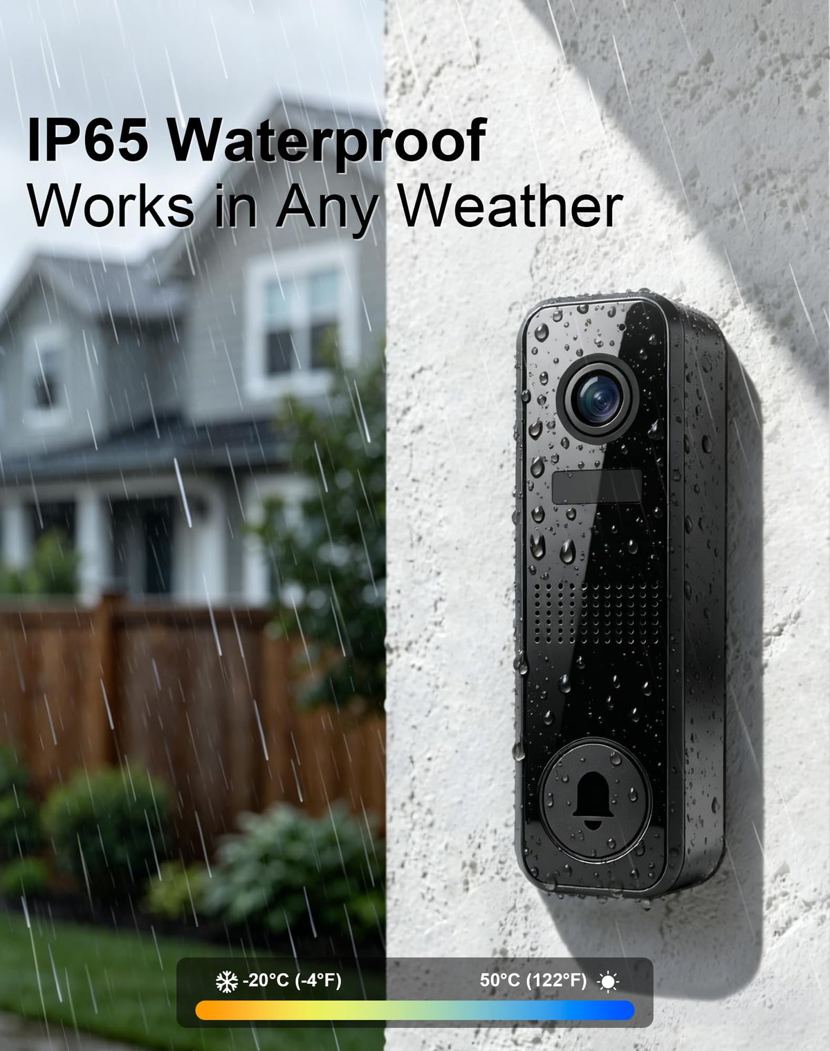 CBAOOO Wireless Doorbell Camera, 2K Video Doorbell, 2.4GHz WiFi