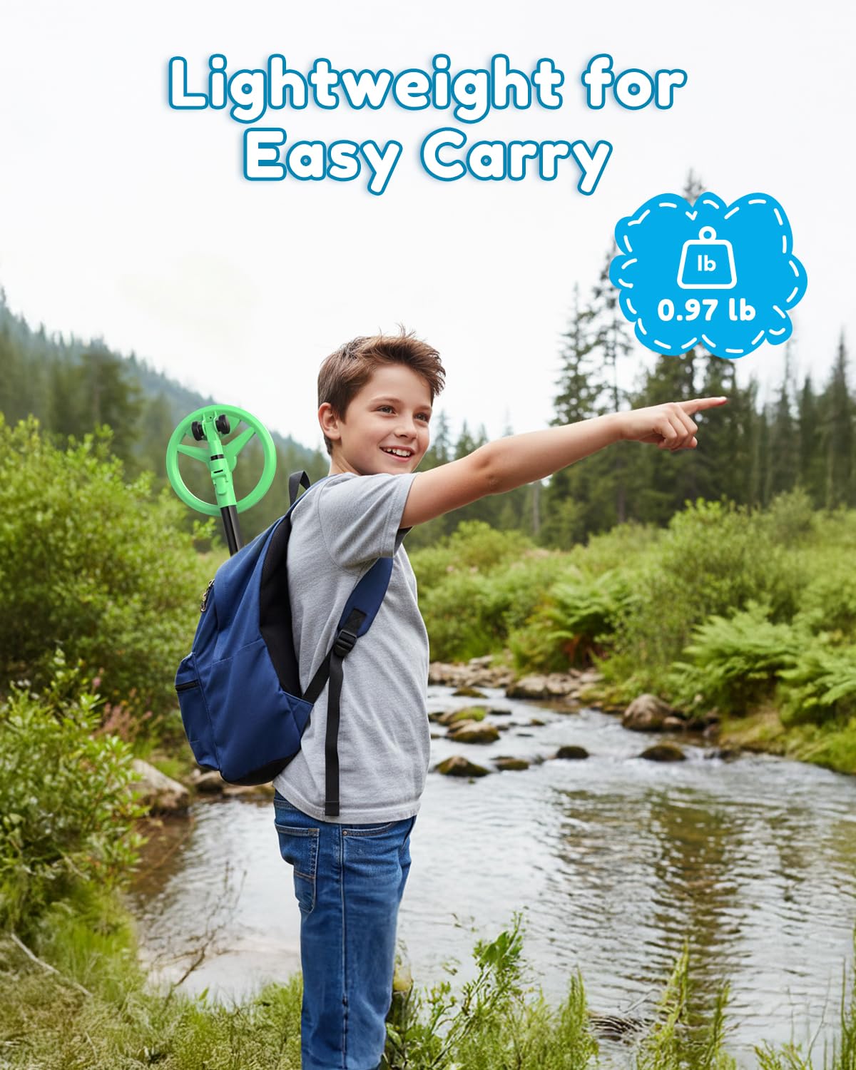 Metal Detector for Kids - Rechargeable Kids Metal Detector with LCD Display, Adjustable 23.6"-34.2" Metal Detector, 6.5" Waterproof Search Coil for Beach & Outdoor Exploration