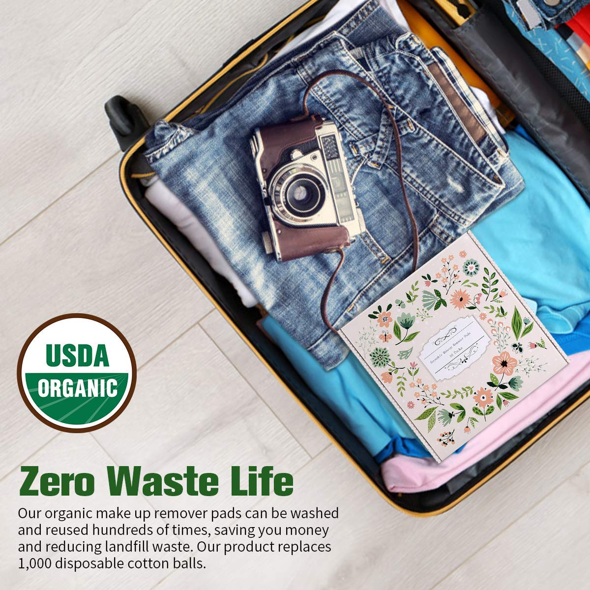 ProCIV Reusable Makeup Remover Pads, 25 Packs Organic Washable & Eco, Black