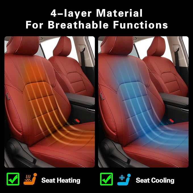 EKR Camry Seat Covers for Toyota Camry SE,LE 2025 2026 Waterproof Leather Car Seat Cover Full Set for Trucks SUV-Faux Leather (Burgundy)