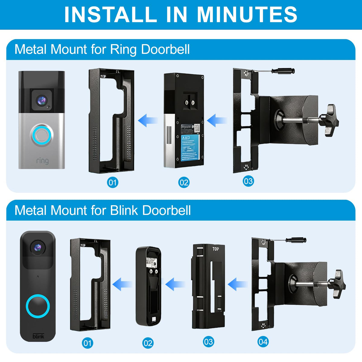 Homalor Ring Doorbell Mount, Anti-Theft, No Drill, Renter Friendly