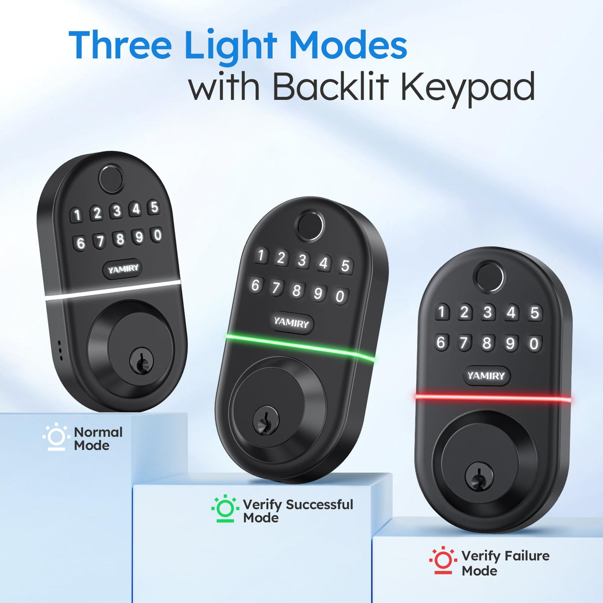 Yamiry Electronic Keypad Deadbolt, Fingerprint Door Lock,Keyless Entry Digital Lock for Front Door, Smart Deadbolt,Easy Installation