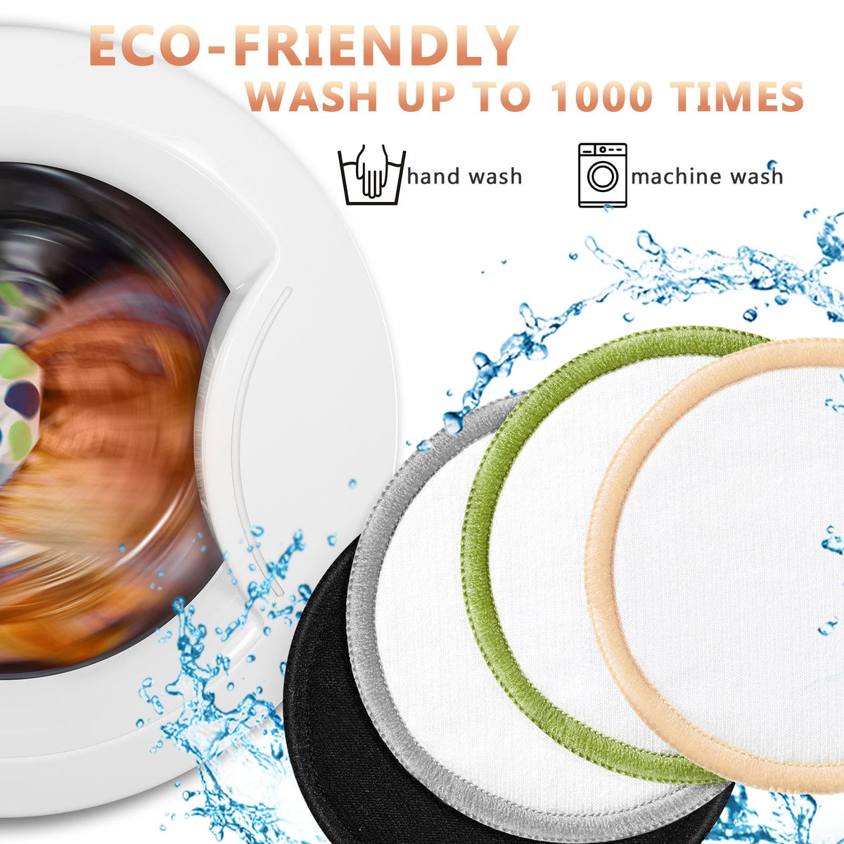 Foaincore 40 Pcs Reusable Makeup Remover Cotton Pads, Integrated Color