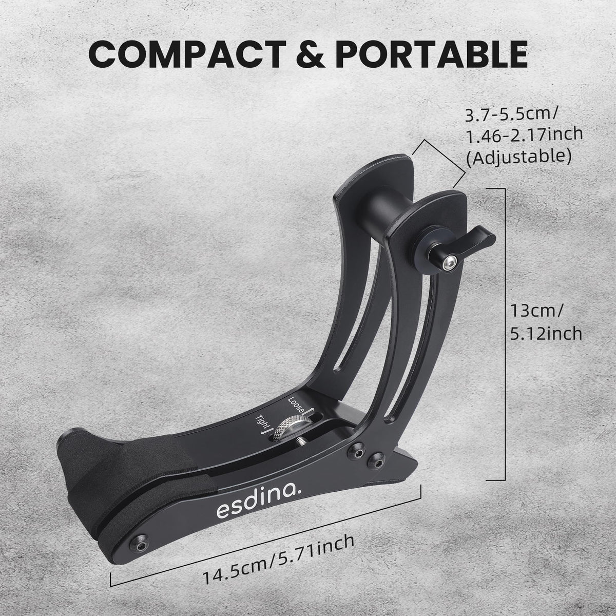 Esdina Electric Guitar Leg Rest, Ergonomic Thigh Support, Adjustable Foot Rest Stand, Soft Silicone Protection, Aluminum Alloy, Fits 1.46“ - 2.17“ in Guitar Body Thickness