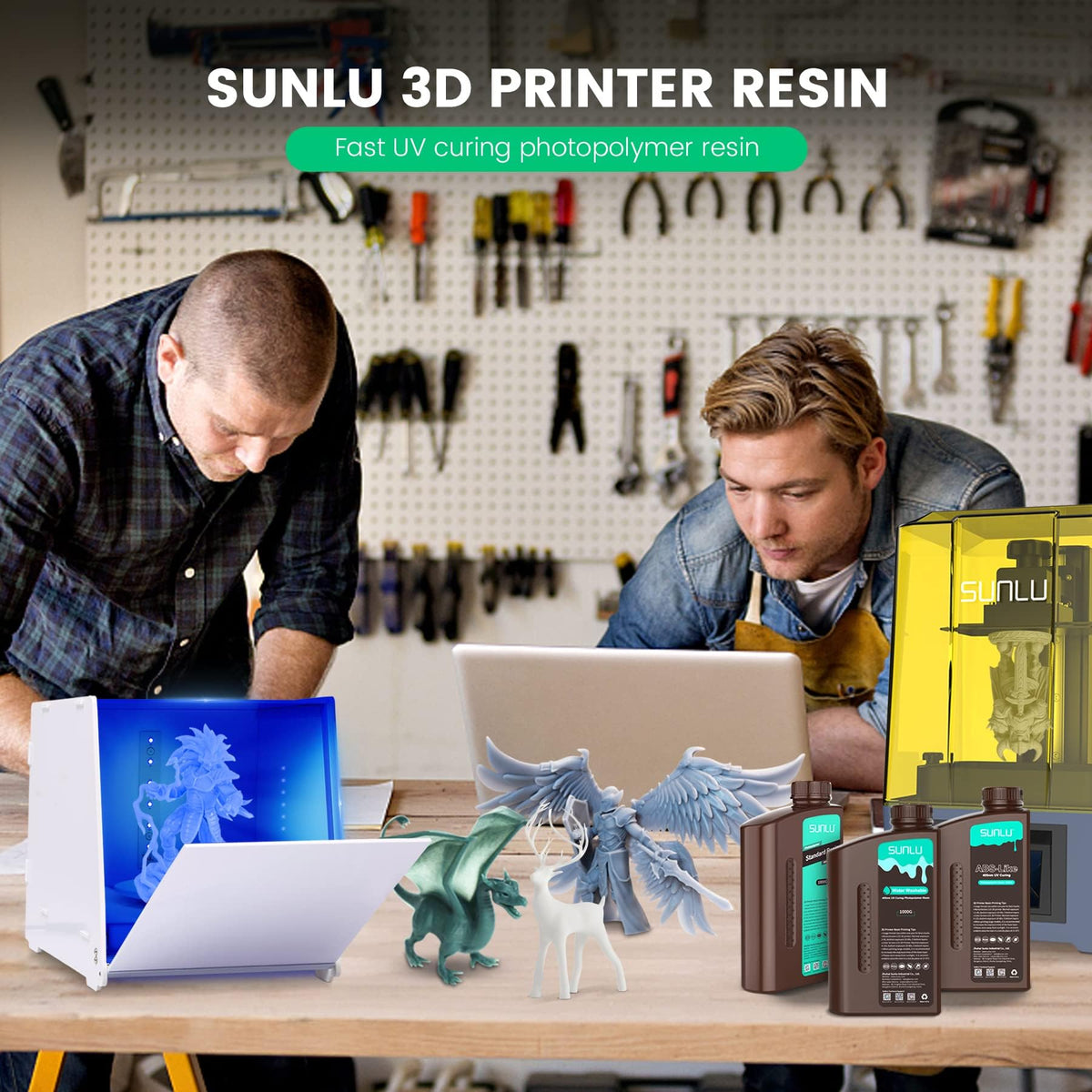 SUNLU Standard 3D Printer Resin Plus, Fast-Curing Photopolymer Resin for LCD/DLP/SLA Printers, 395-405nm UV, Low Shrinkage and High Precision, Clear Red 1KG