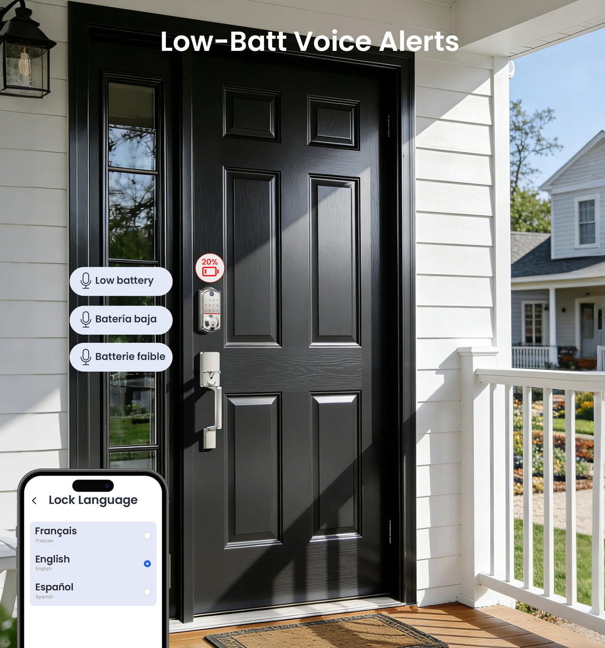 Veise VE017 Fingerprint Smart Door Lock with App Control, Satin Nickel